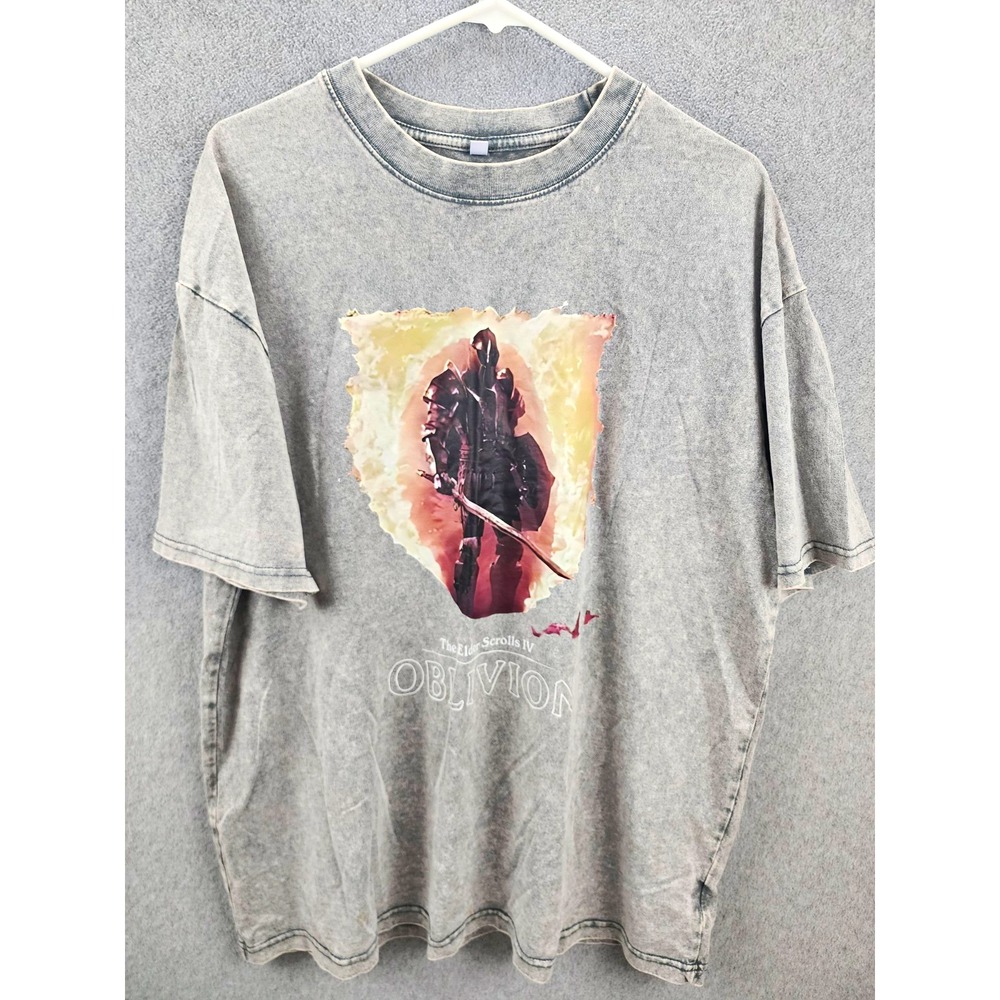 Men's Gray The Elder Scrolls Oblivion Graphic Print Tee Shirt Size L